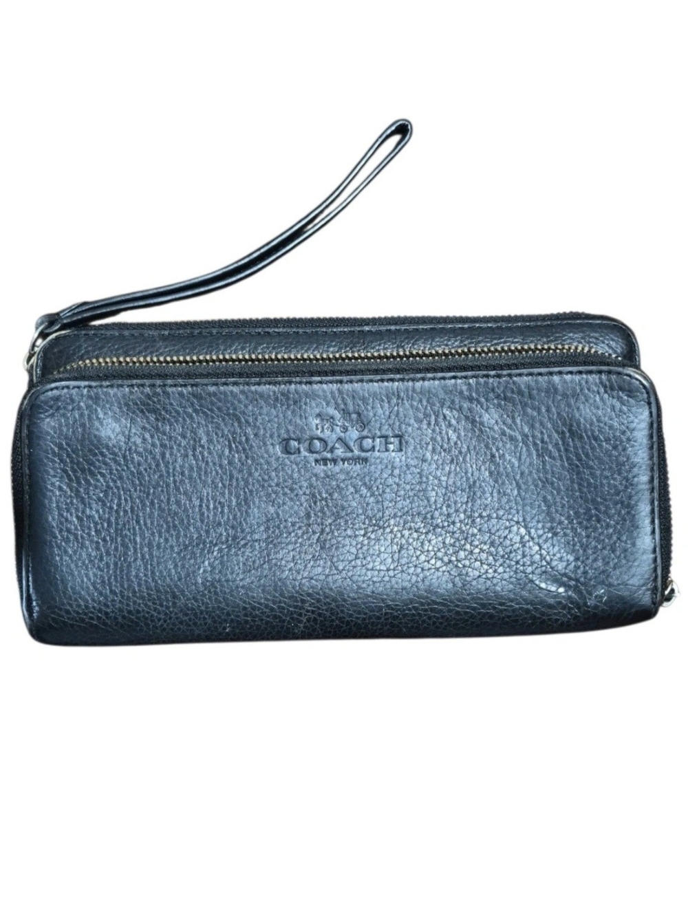 COACH Black Leather Wristlet Wallet